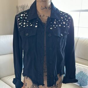 Vici jeans jacket black e rhinestones